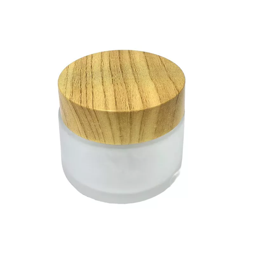 Balang losyen kaca kosong kosmetik dengan penutup kayu